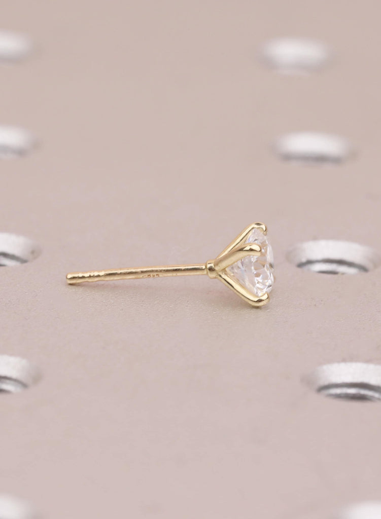 Ethical Lab Grown Diamond Solitaire Studs 14K Gold 4 Prong Earrings Brilliant Round Cut Certified Diamond Alternative Sustainable Jewelry image #10