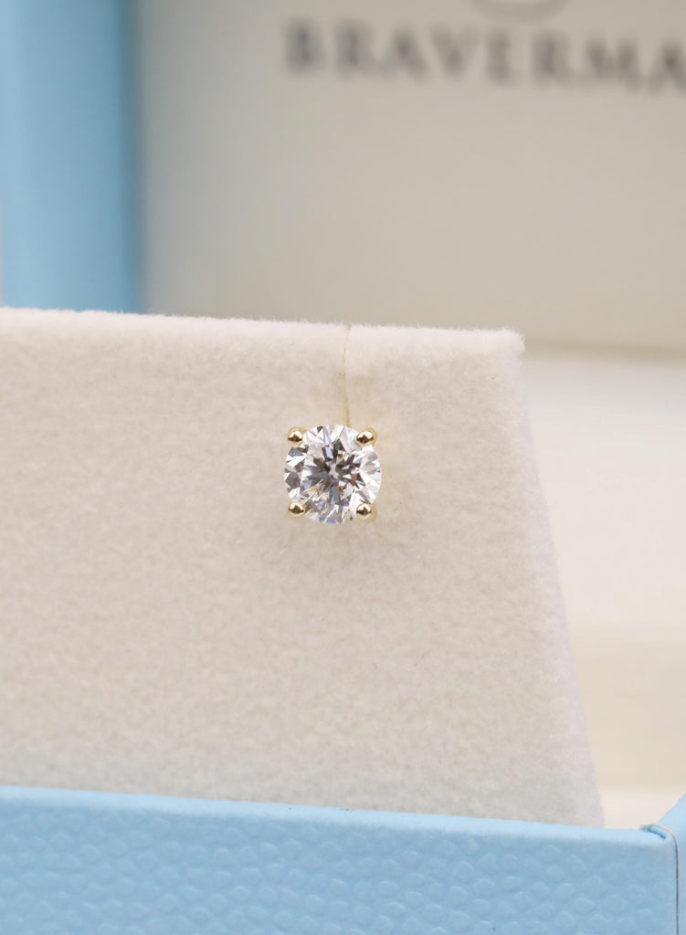 Ethical Lab Grown Diamond Solitaire Studs 14K Gold 4 Prong Earrings Brilliant Round Cut Certified Diamond Alternative Sustainable Jewelry image #14