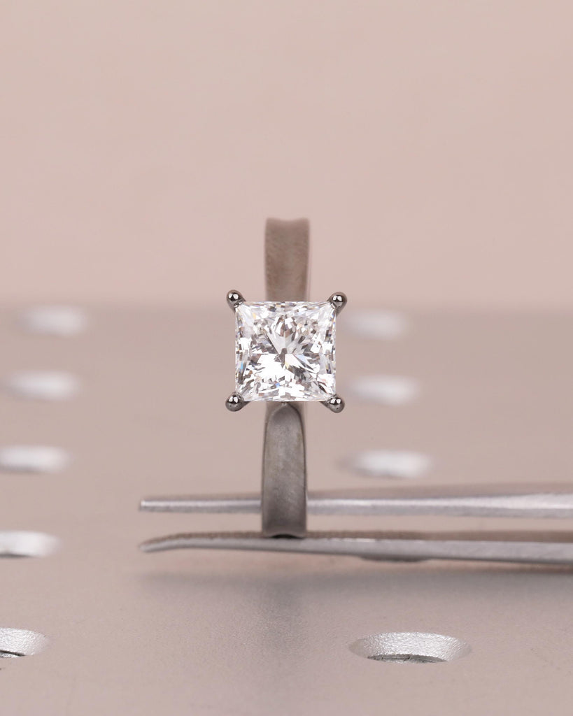 14k Black Gold Princess Cut Lab Grown Diamond Engagement Ring, Solitaire Rings image #7