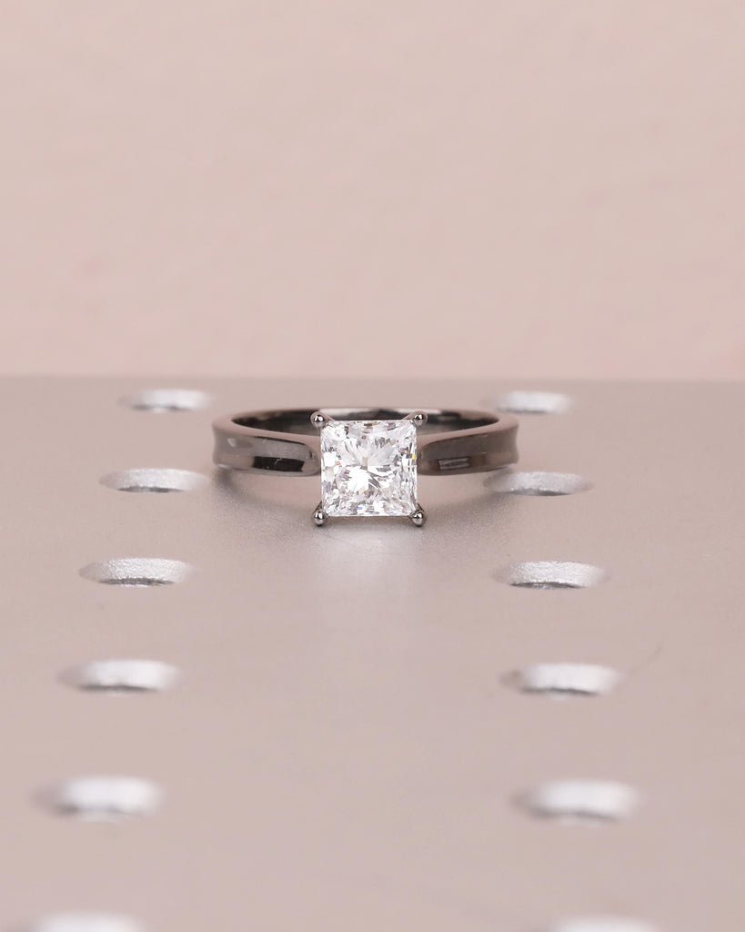 14k Black Gold Princess Cut Lab Grown Diamond Engagement Ring, Solitaire Rings image #2