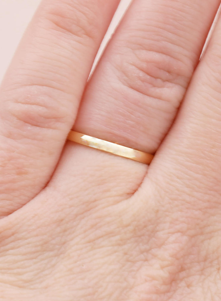 2mm Women's Stackable Ring, 18K Solid Gold, Minimalist Dainty Skinny Women's Ring