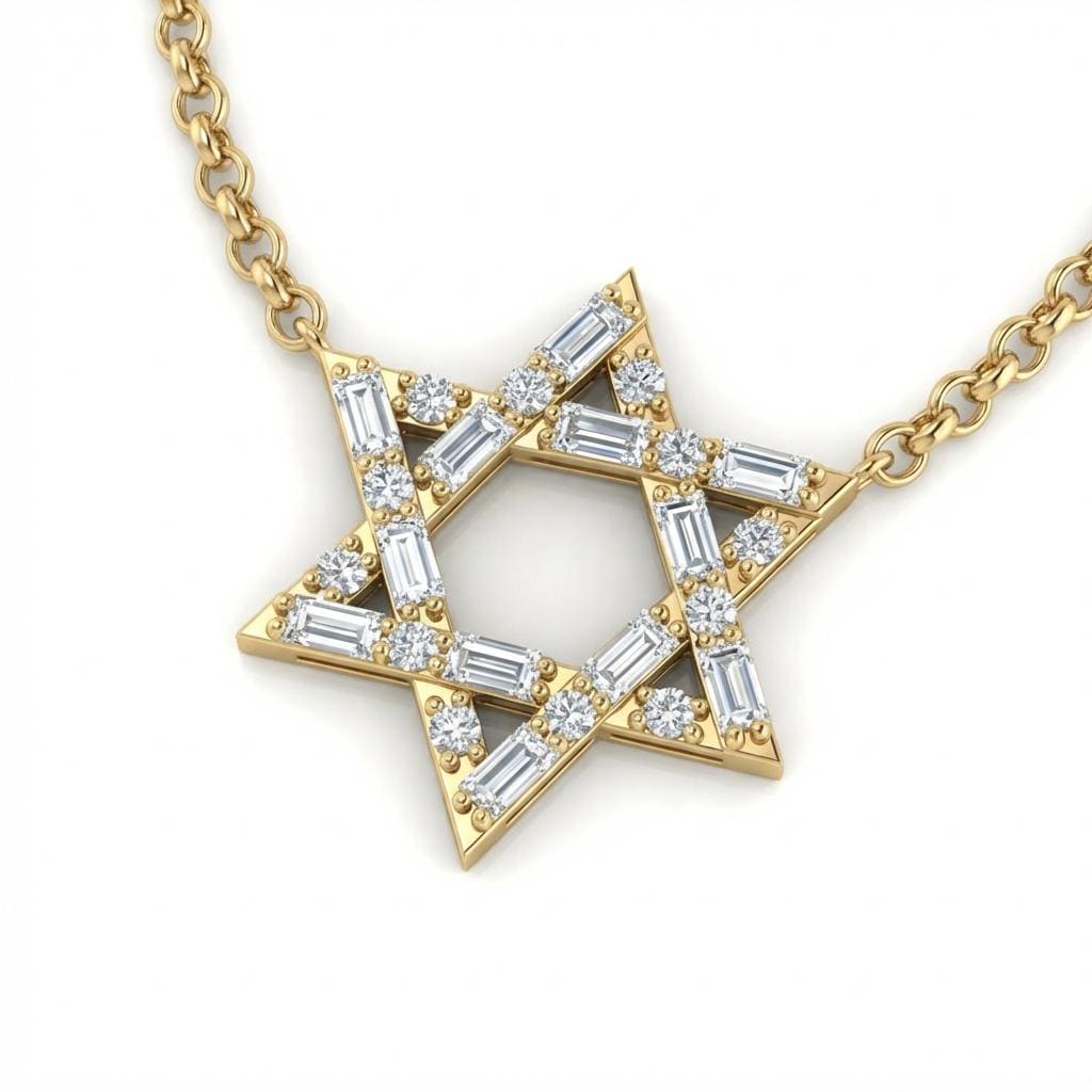 14k Gold Star of David Necklace Women, Dainty Diamond Necklace Pendant image #3