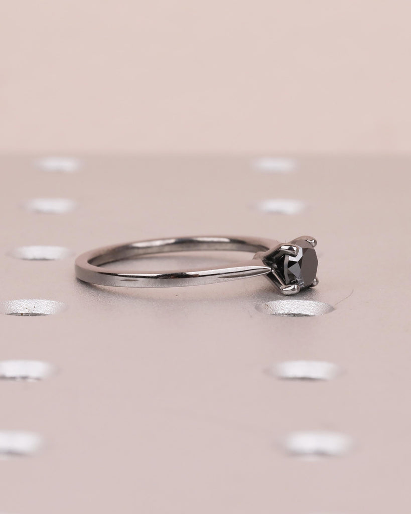 14k Black Gold Solitaire Engagement Ring