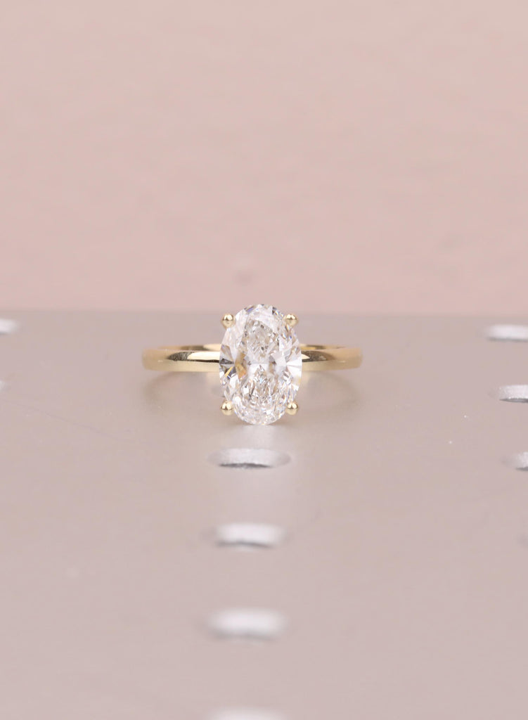 VVS-VS Oval Lab Grown Diamond, 14K Yellow Gold, Hidden Halo, Engagement Ring, Anniversary Gift image #17