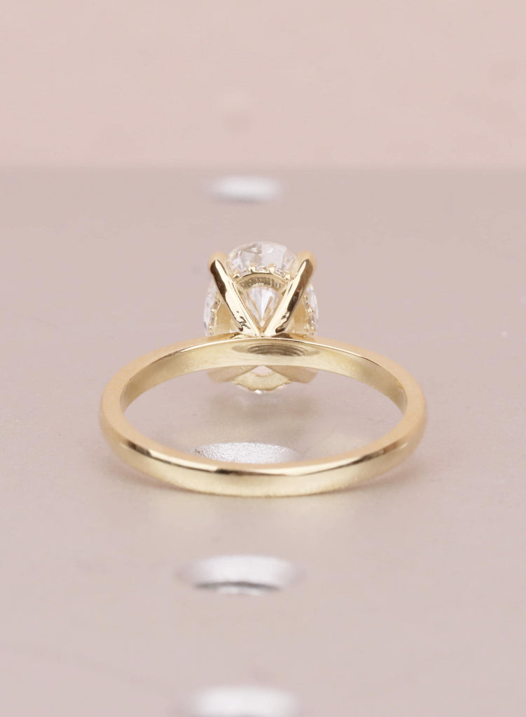 VVS-VS Oval Lab Grown Diamond, 14K Yellow Gold, Hidden Halo, Engagement Ring, Anniversary Gift image #4