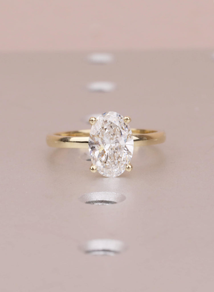 VVS-VS Oval Lab Grown Diamond, 14K Yellow Gold, Hidden Halo, Engagement Ring, Anniversary Gift image #15