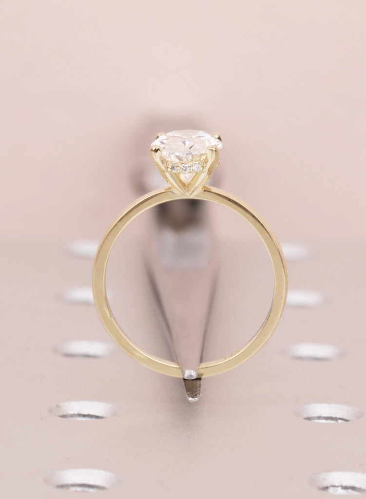 VVS-VS Oval Lab Grown Diamond, 14K Yellow Gold, Hidden Halo, Engagement Ring, Anniversary Gift image #12