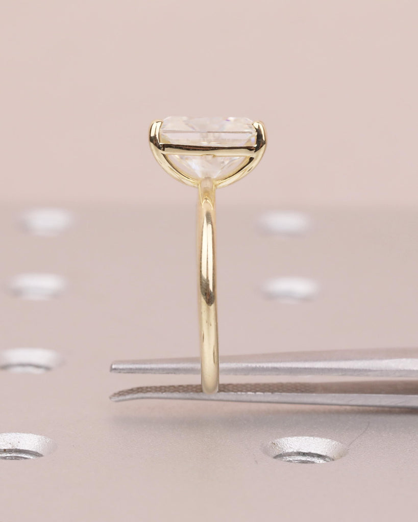 Solitaire Lab Grown Diamond Engagement Ring, Radiant Cut Ring, 14k Yellow Gold Promise Ring for Her, Unique Personalized Statement Ring image #15