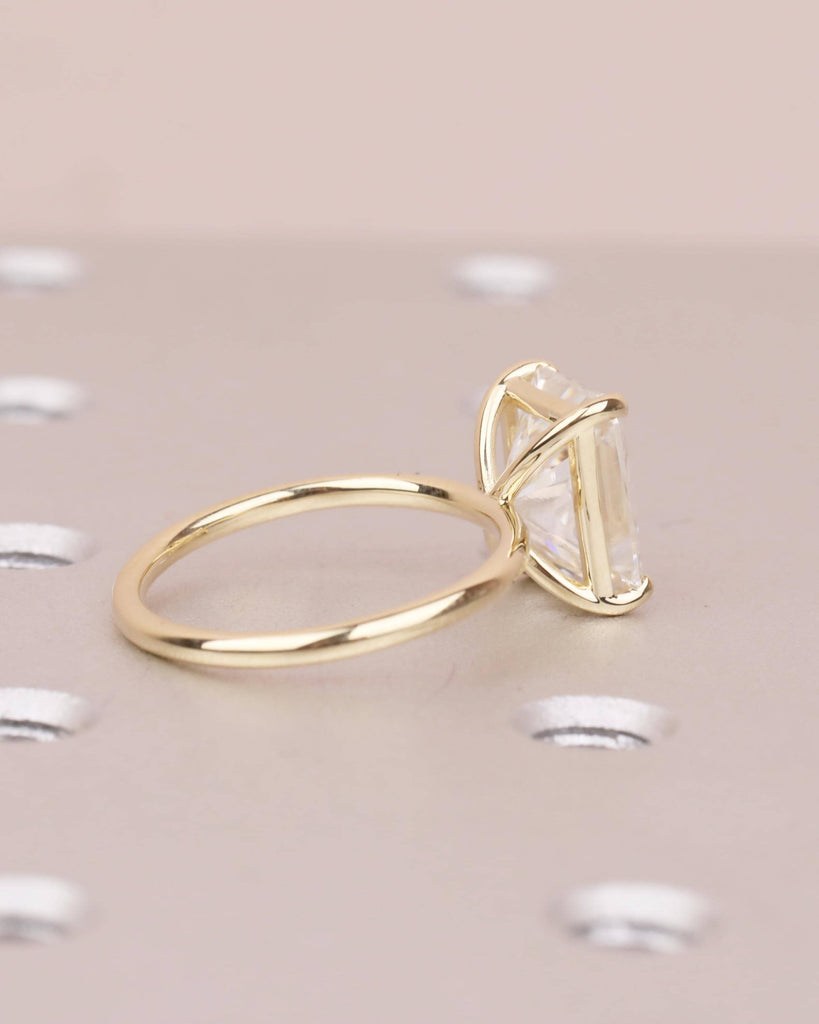 Solitaire Lab Grown Diamond Engagement Ring, Radiant Cut Ring, 14k Yellow Gold Promise Ring for Her, Unique Personalized Statement Ring image #11