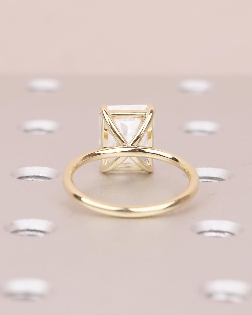 Solitaire Lab Grown Diamond Engagement Ring, Radiant Cut Ring, 14k Yellow Gold Promise Ring for Her, Unique Personalized Statement Ring image #7