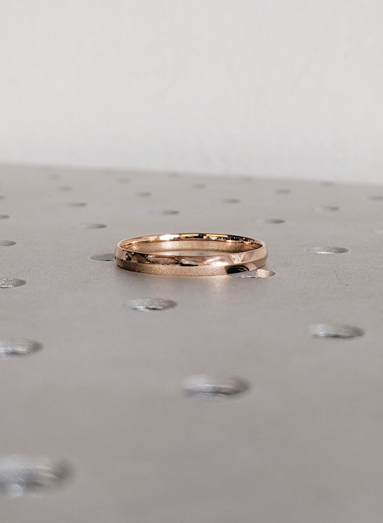 Solid 14K Rose Gold Men’s Wedding Band, 3mm Slim Fit Minimalist Gold Ring, Men's Ring image #5