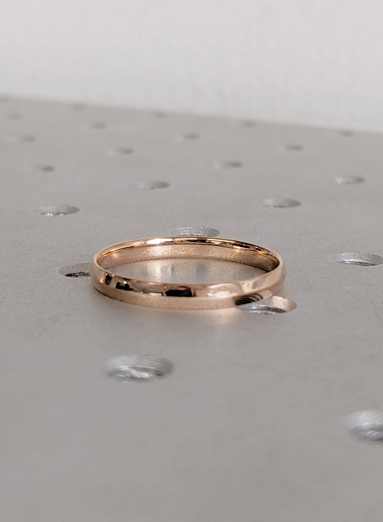 Solid 14K Rose Gold Men’s Wedding Band, 3mm Slim Fit Minimalist Gold Ring, Men's Ring image #6