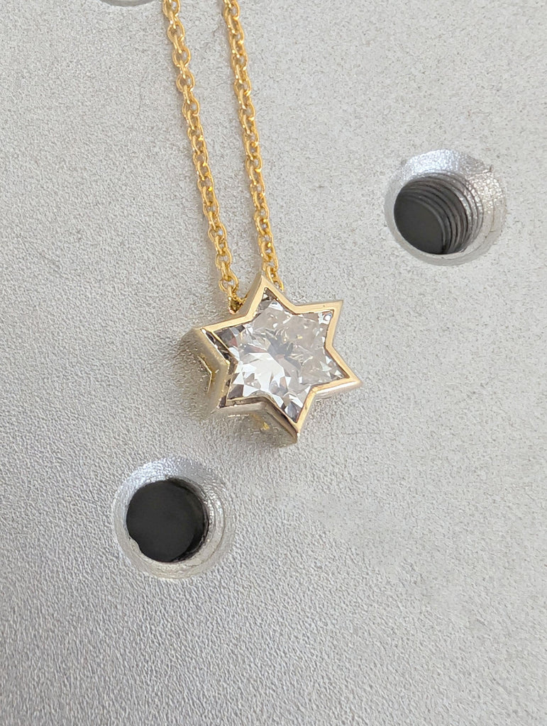 Unique Jewish Jewelry Star Necklace | 14k/18k Gold Moissanite Star of David Necklace | Gold Religious Pendant | Magen David Necklace image #7