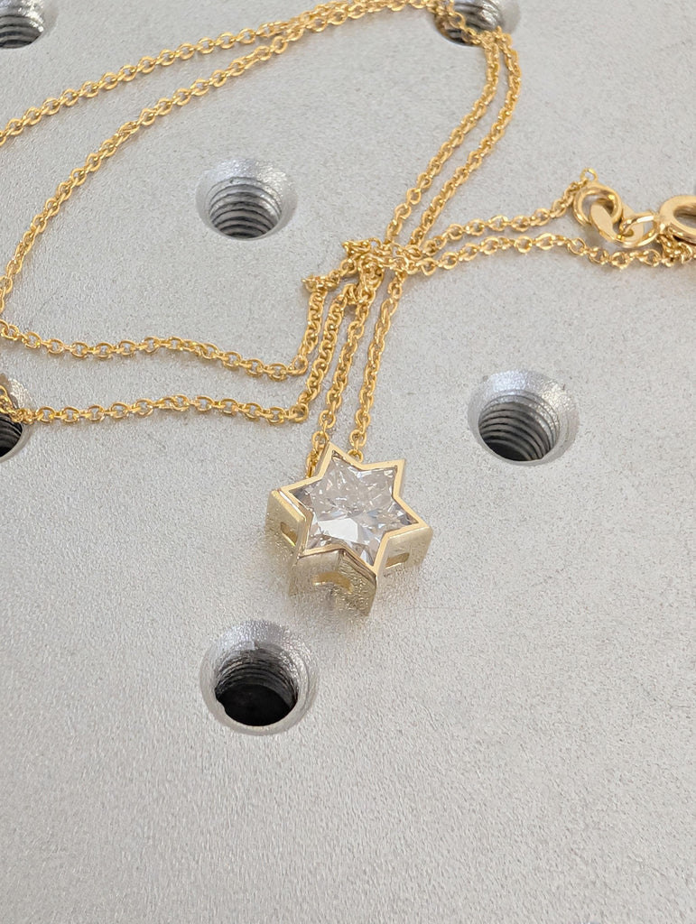 Unique Jewish Jewelry Star Necklace | 14k/18k Gold Moissanite Star of David Necklace | Gold Religious Pendant | Magen David Necklace image #9