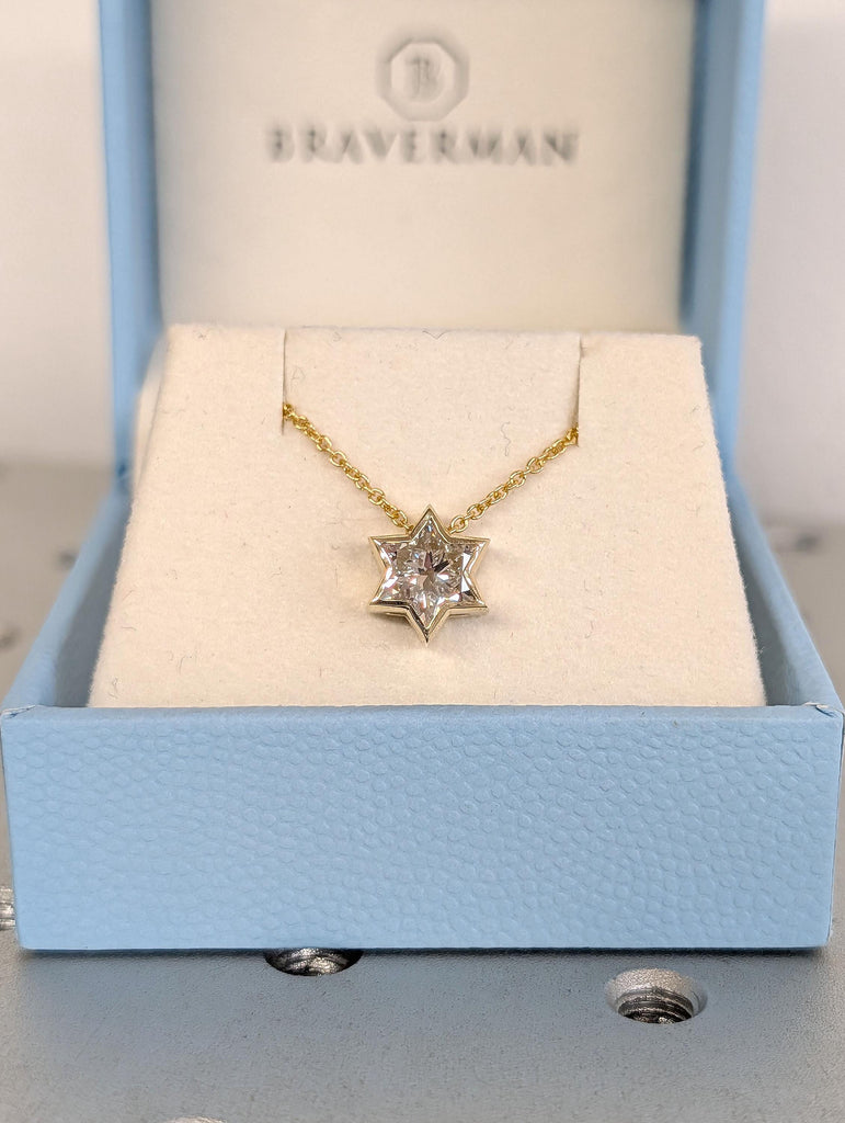 Unique Jewish Jewelry Star Necklace | 14k/18k Gold Moissanite Star of David Necklace | Gold Religious Pendant | Magen David Necklace image #6