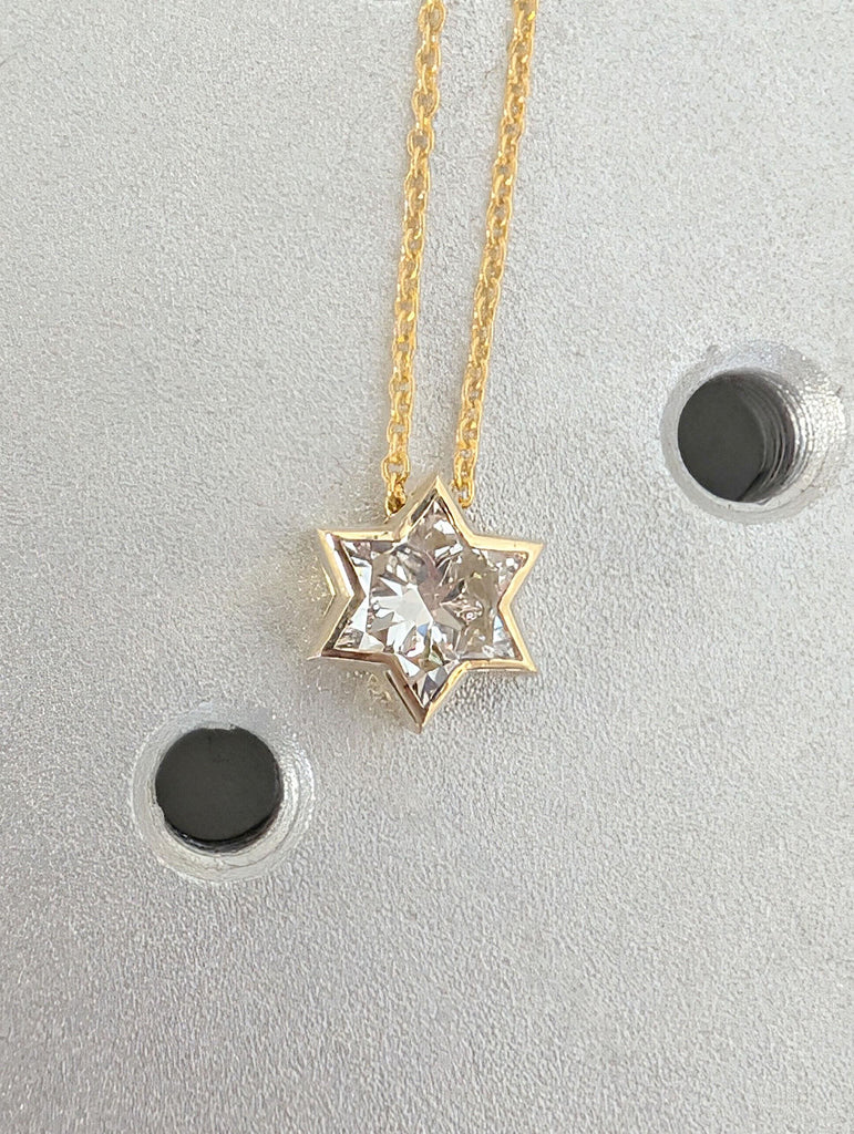 Unique Jewish Jewelry Star Necklace | 14k/18k Gold Moissanite Star of David Necklace | Gold Religious Pendant | Magen David Necklace