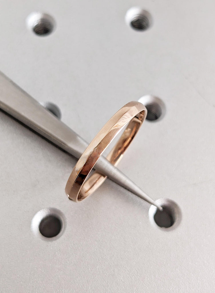 Solid 14K Rose Gold Men’s Wedding Band, 3mm Slim Fit Minimalist Gold Ring, Men's Ring image #2
