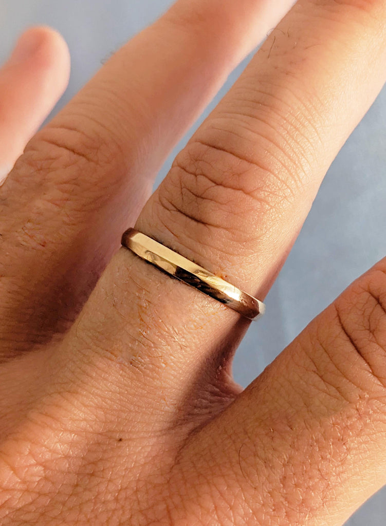 Solid 14K Rose Gold Men’s Wedding Band, 3mm Slim Fit Minimalist Gold Ring, Men's Ring image #7