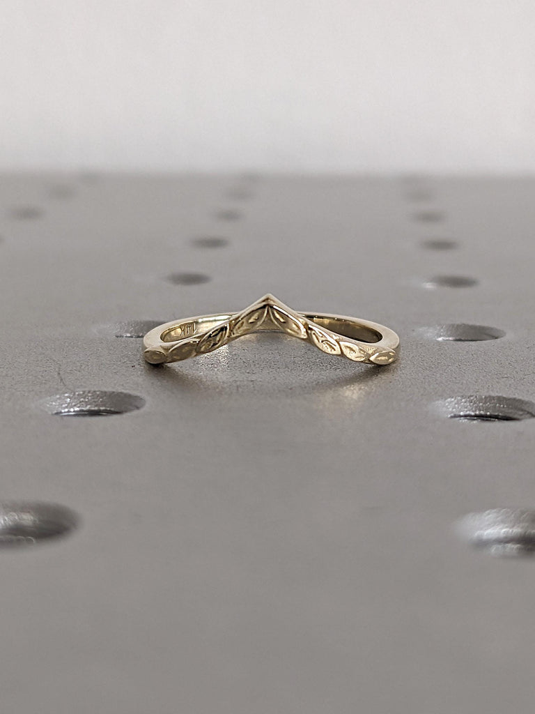 Rustic Solid Gold Thin Wedding Band | Handmade Curved Wedding Ring Stacking Ring | Everyday Wear Woman Jewelry image #3