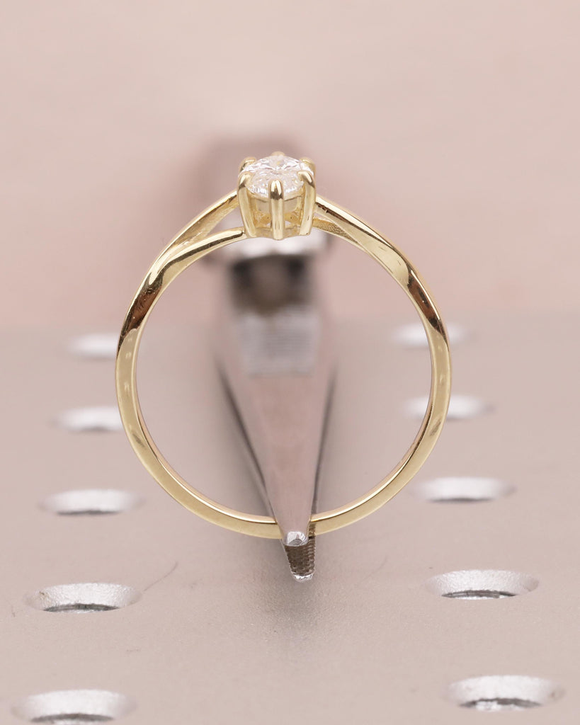Marquise Cut Lab Grown Diamond Engagement Ring, 14k Gold Twisted Split Shank Ring image #10