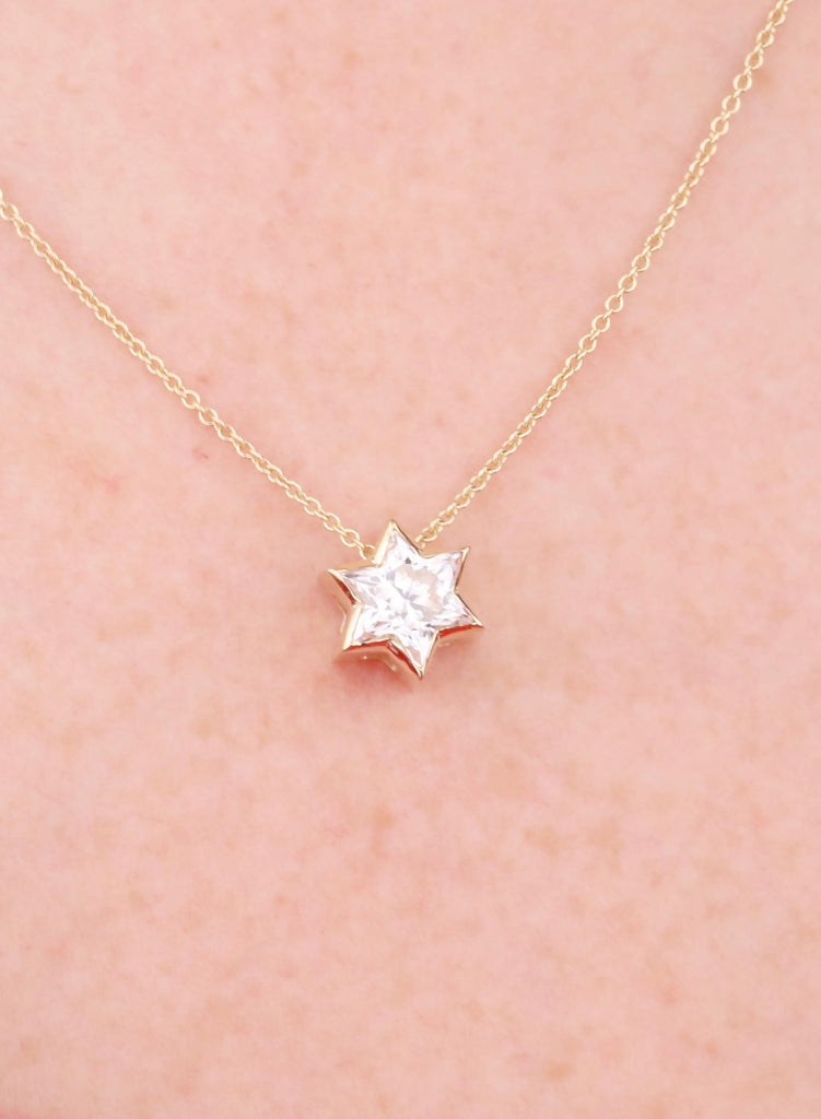 Unique Moissanite Star of David Necklace | 14k/18k Gold Magen David Pendant | Religious Jewish Star Necklace | Gold Jewelry image #10