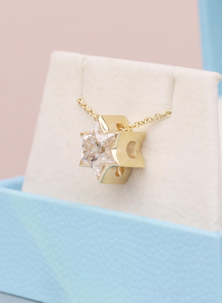 Unique Moissanite Star of David Necklace | 14k/18k Gold Magen David Pendant | Religious Jewish Star Necklace | Gold Jewelry image #6