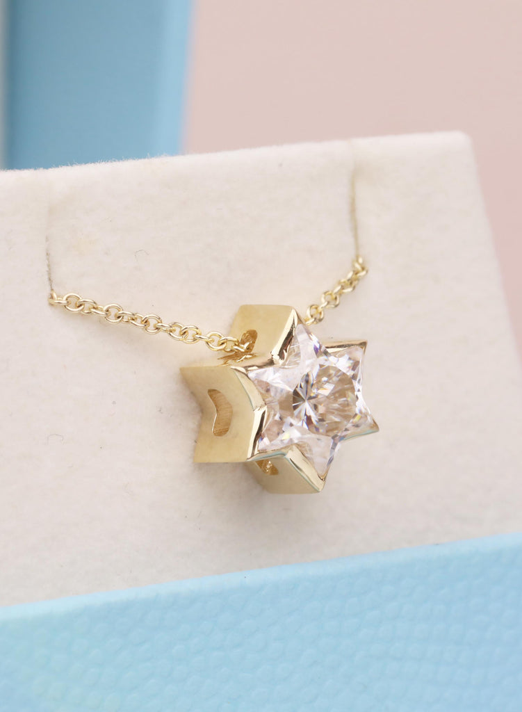Unique Moissanite Star of David Necklace | 14k/18k Gold Magen David Pendant | Religious Jewish Star Necklace | Gold Jewelry image #5
