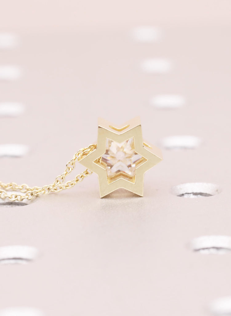 Unique Moissanite Star of David Necklace | 14k/18k Gold Magen David Pendant | Religious Jewish Star Necklace | Gold Jewelry image #3