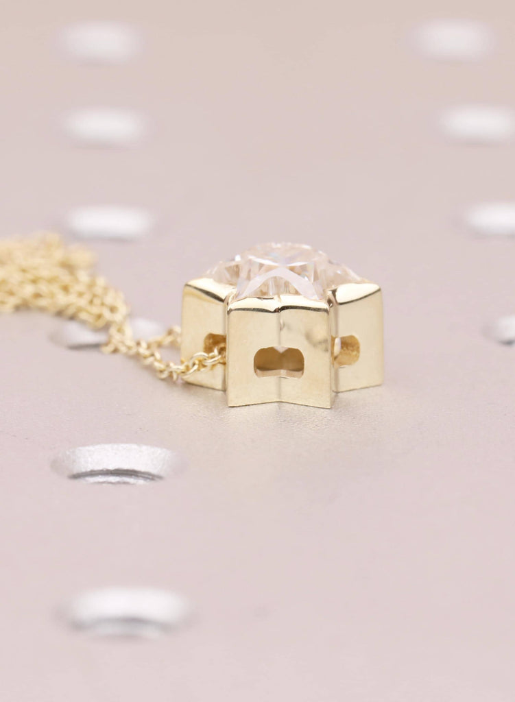 Moissanite Star of David Necklace | 14k Yellow Gold Magen Pendant, Bezel-Set Solitaire Necklace image #8