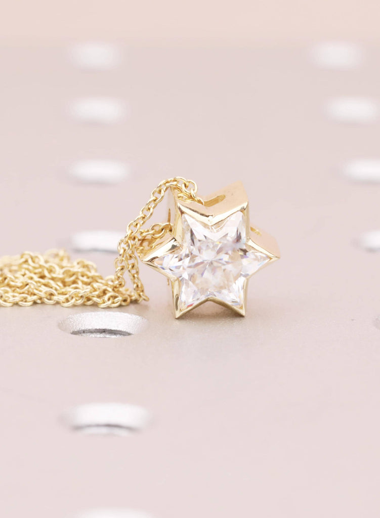 Unique Moissanite Star of David Necklace | 14k/18k Gold Magen David Pendant | Religious Jewish Star Necklace | Gold Jewelry image #9