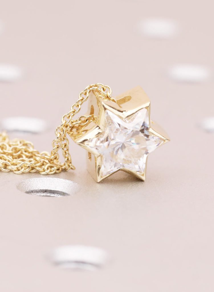 Unique Moissanite Star of David Necklace | 14k/18k Gold Magen David Pendant | Religious Jewish Star Necklace | Gold Jewelry image #2