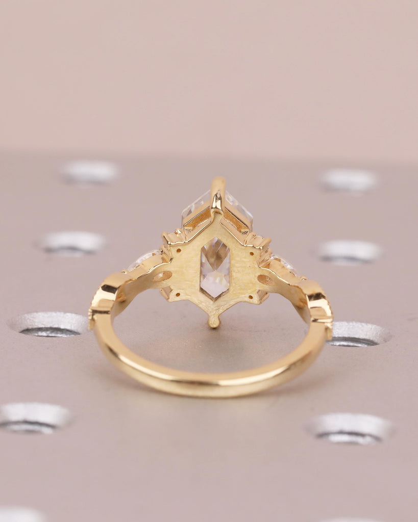 Art Deco Dutch Marquise Lab Grown Diamond Engagement Ring, 18k Solid Gold Wedding Rings image #7