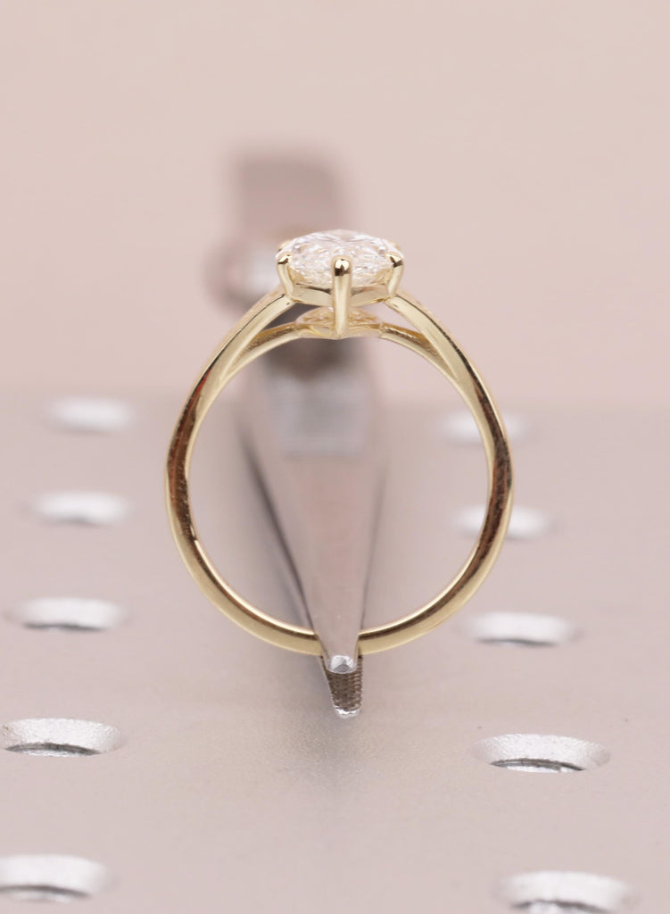 Vintage Style Lab Grown Diamond Ring, 14K Yellow Gold Filigree Victorian Heirloom Marquise Engagement Ring image #12