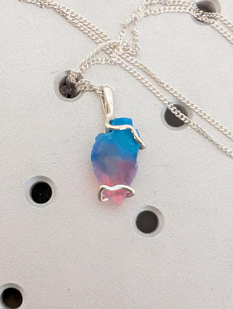 Genuine Opal Pendant Necklace for Him | Natural Bi-Color Opal Gemstone | Opal Jewelry Gift October Birthstone | Rainbow Opal Mens Jewelry image #5