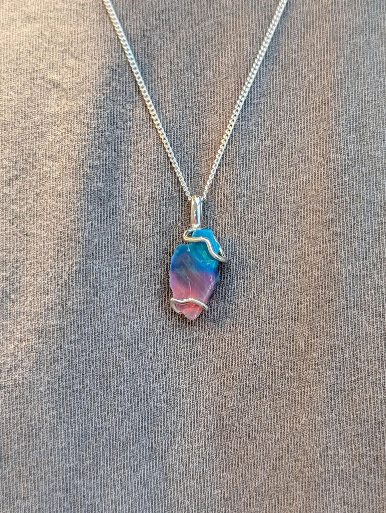 Genuine Opal Pendant Necklace for Him | Natural Bi-Color Opal Gemstone | Opal Jewelry Gift October Birthstone | Rainbow Opal Mens Jewelry image #13