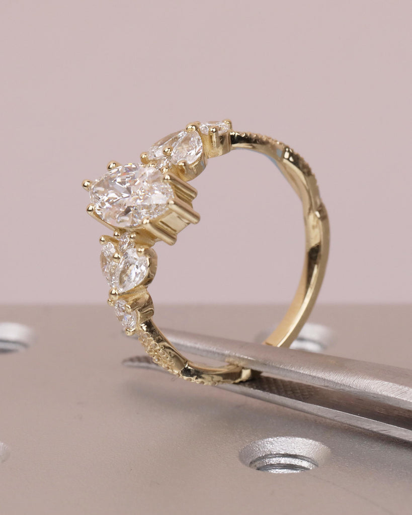1 Carat Marquise Lab Grown Diamond Ring, Vintage Engagement Ring for Women, 14k Yellow Gold Wedding Anniversary Rings, Personalized Rings image #17