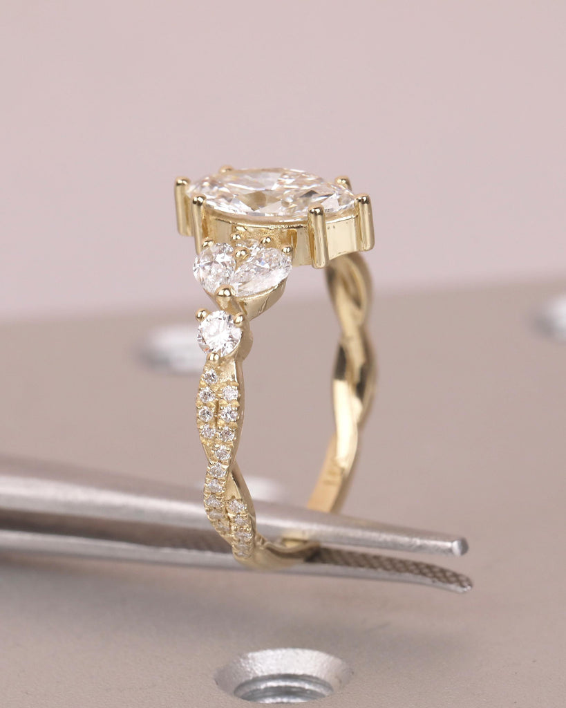 1 Carat Marquise Lab Grown Diamond Ring, Vintage Engagement Ring for Women, 14k Yellow Gold Wedding Anniversary Rings, Personalized Rings image #13