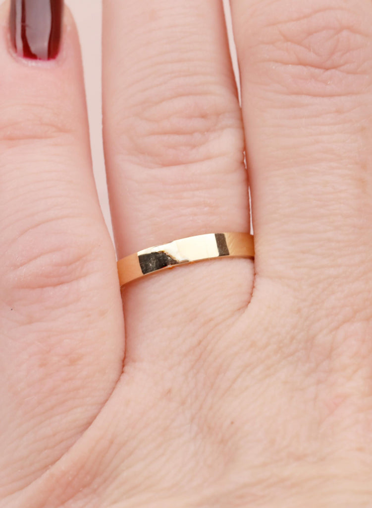 3mm Minimalist Stackable Ring, 18K Yellow Gold Ring For Women image #5