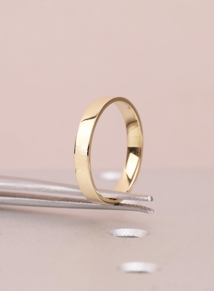 3mm Minimalist Stackable Ring, 18K Yellow Gold Ring For Women image #2