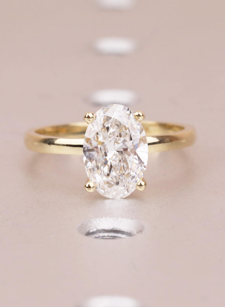 VVS-VS Oval Lab Grown Diamond, 14K Yellow Gold, Hidden Halo, Engagement Ring, Anniversary Gift image #8