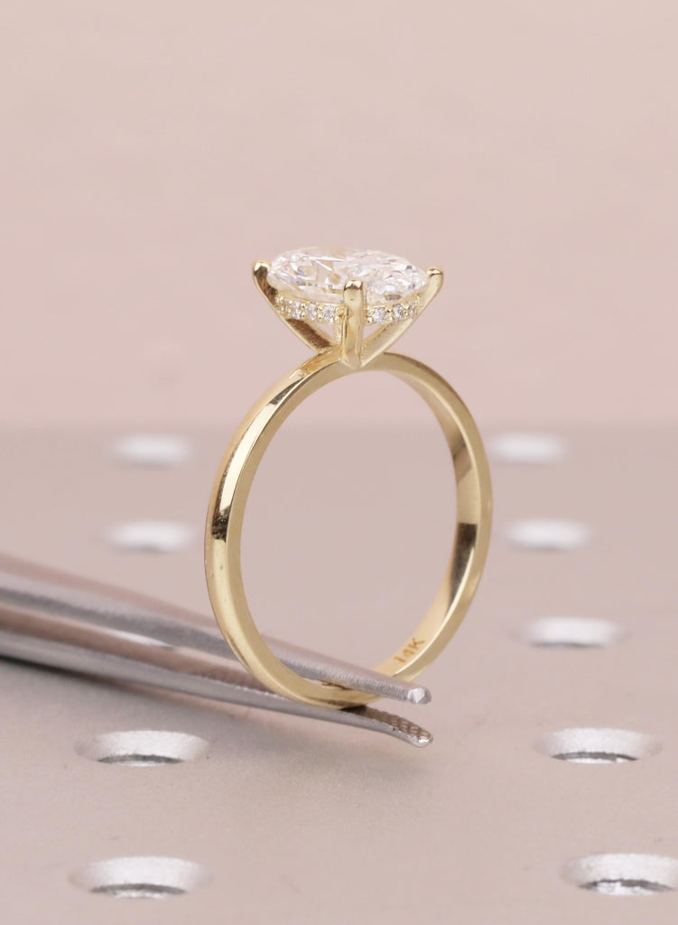 VVS-VS Oval Lab Grown Diamond, 14K Yellow Gold, Hidden Halo, Engagement Ring, Anniversary Gift image #19