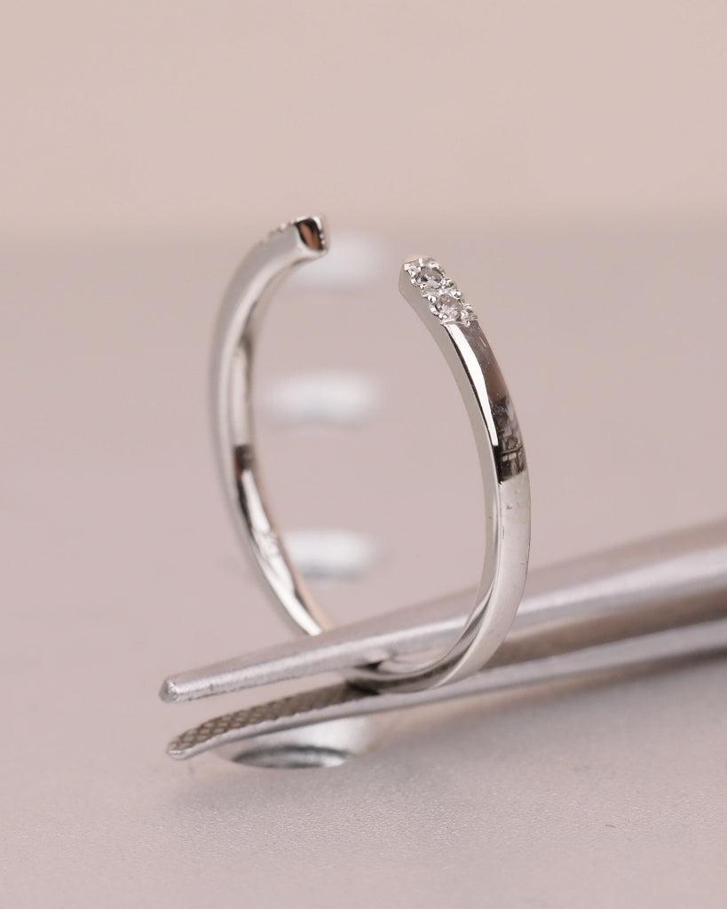 Open Wedding Band with Pave Salt and Pepper Diamonds, Minimalist Band image #9