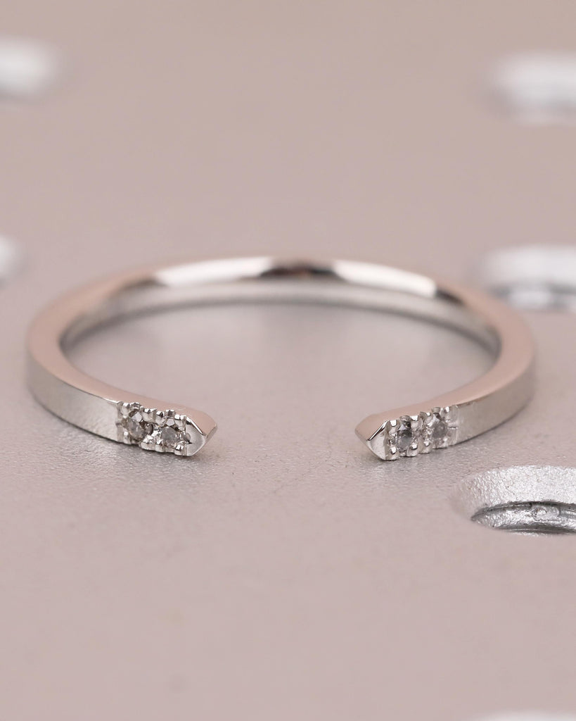 Open Wedding Band with Pave Salt and Pepper Diamonds, Minimalist Band image #12