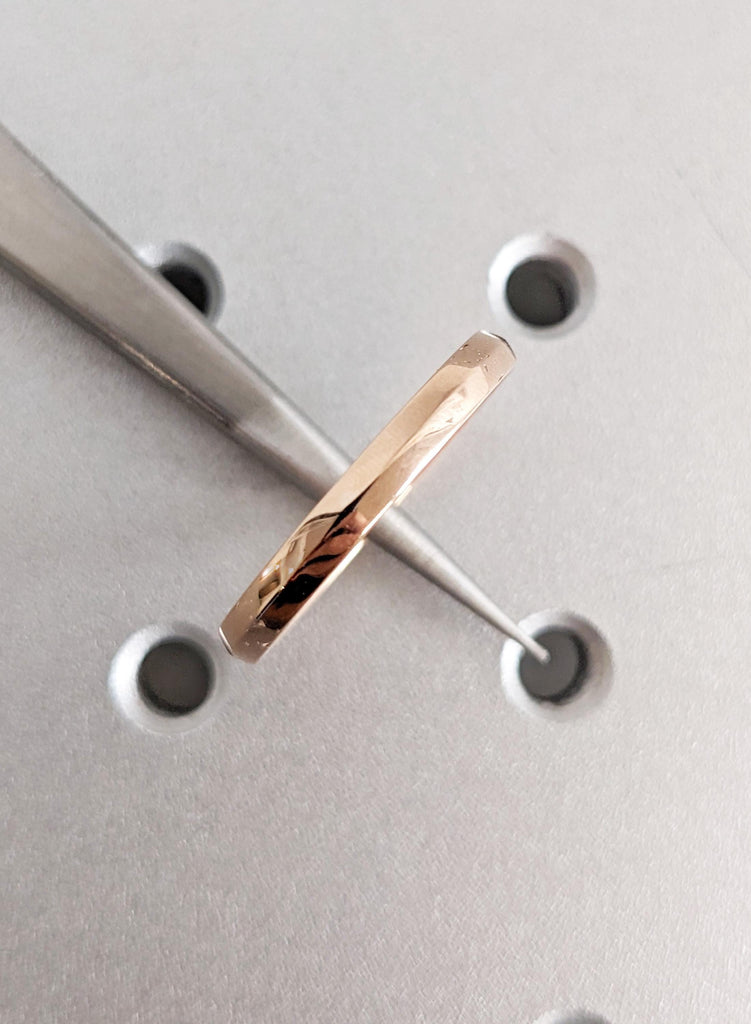Solid 14K Rose Gold Men’s Wedding Band, 3mm Slim Fit Minimalist Gold Ring, Men's Ring image #3