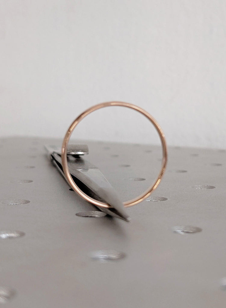 Solid 14K Rose Gold Men’s Wedding Band, 3mm Slim Fit Minimalist Gold Ring, Men's Ring image #4