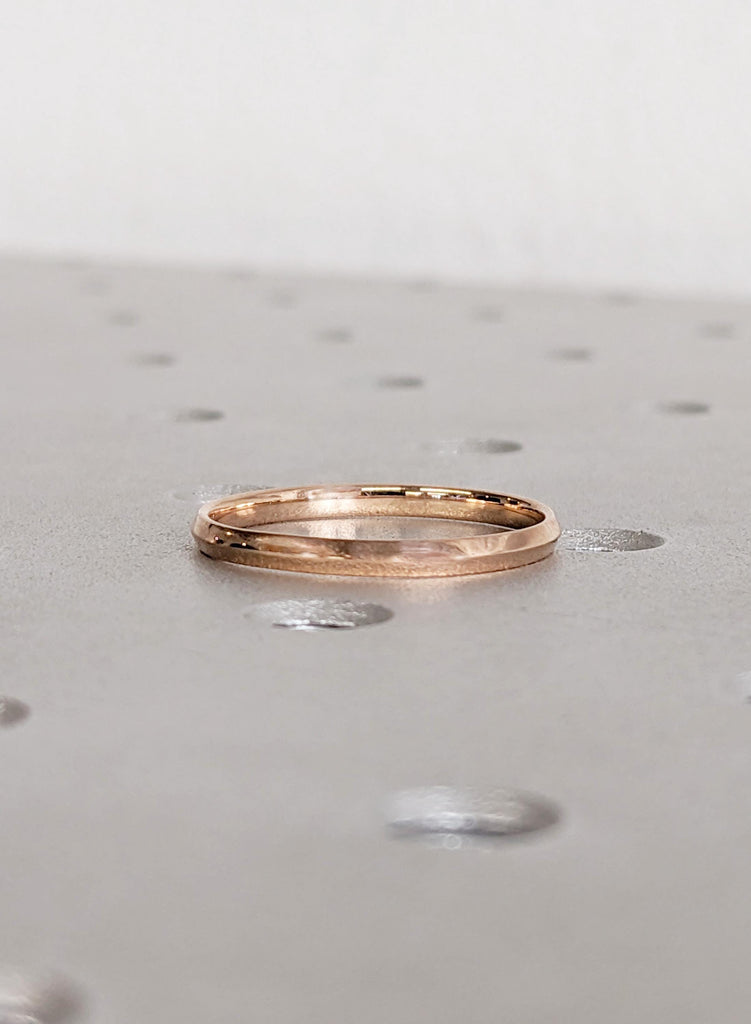 14K Rose Gold Band, Classic 2mm Plain Wedding Ring for Women, Solid Gold Minimalist Stacker, Delicate Plain Matching Band, Thin Simple Ring image #4