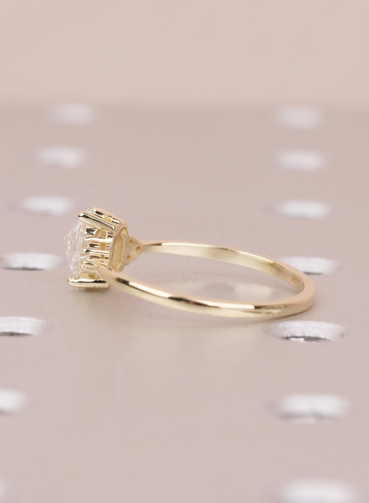 Lab Grown Hexagon Diamond Engagement Ring, 14K Yellow Gold Cluster Wedding Ring, Anniversary Gift image #7