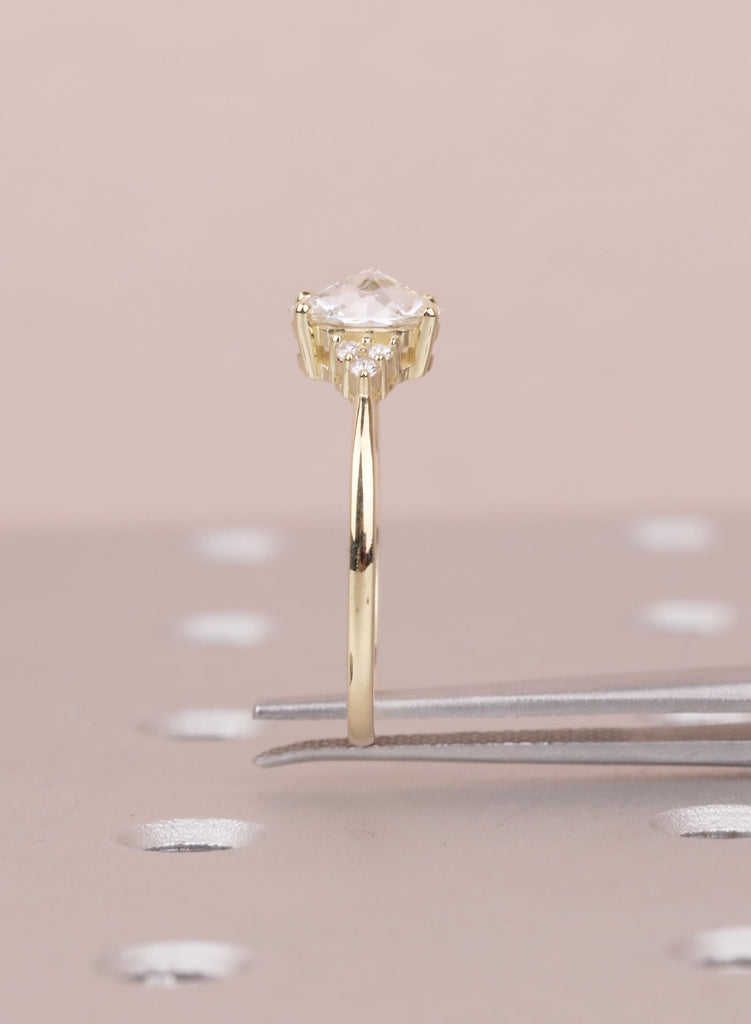 Lab Grown Hexagon Diamond Engagement Ring, 14K Yellow Gold Cluster Wedding Ring, Anniversary Gift image #13
