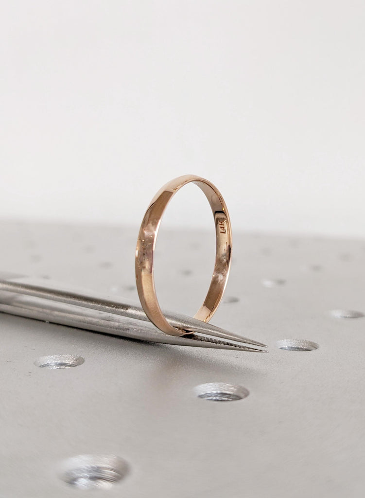 Solid 14K Rose Gold Men’s Wedding Band, 3mm Slim Fit Minimalist Gold Ring, Men's Ring