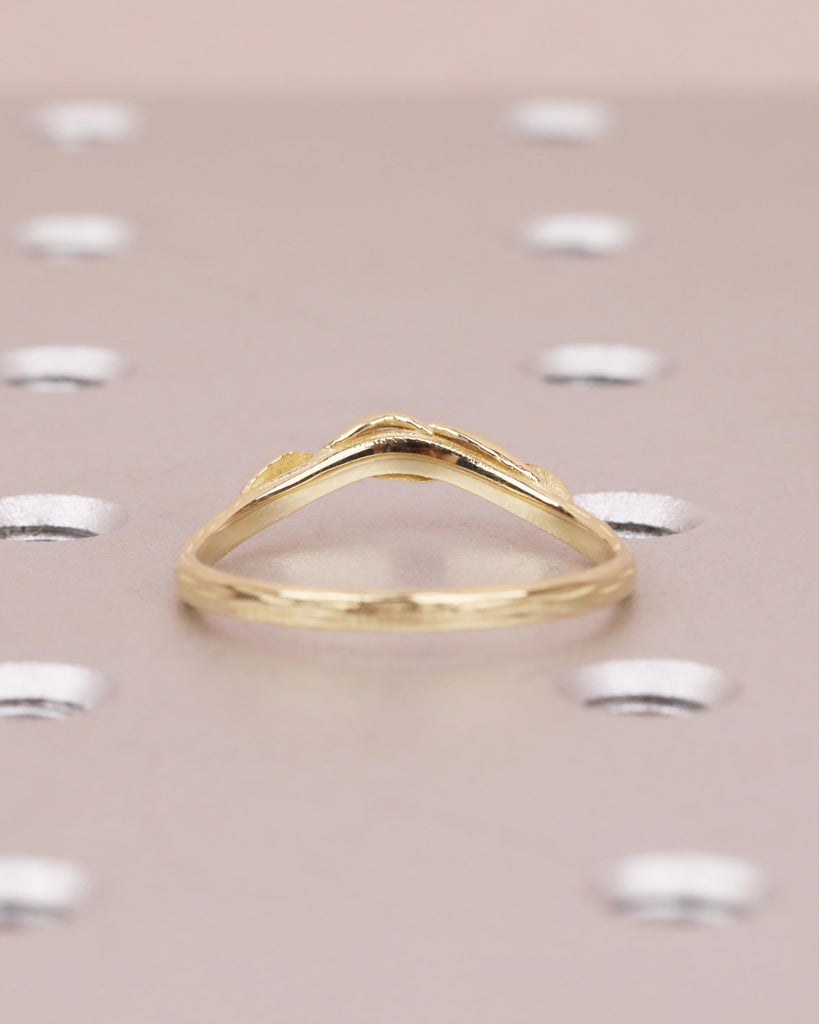 Solid Gold Nature Inspired Leaf Wedding Band, Handmade Engraved Curved Matching Ring, Vintage Gold Leaf Branch Ring, Women's Wedding Ring image #4